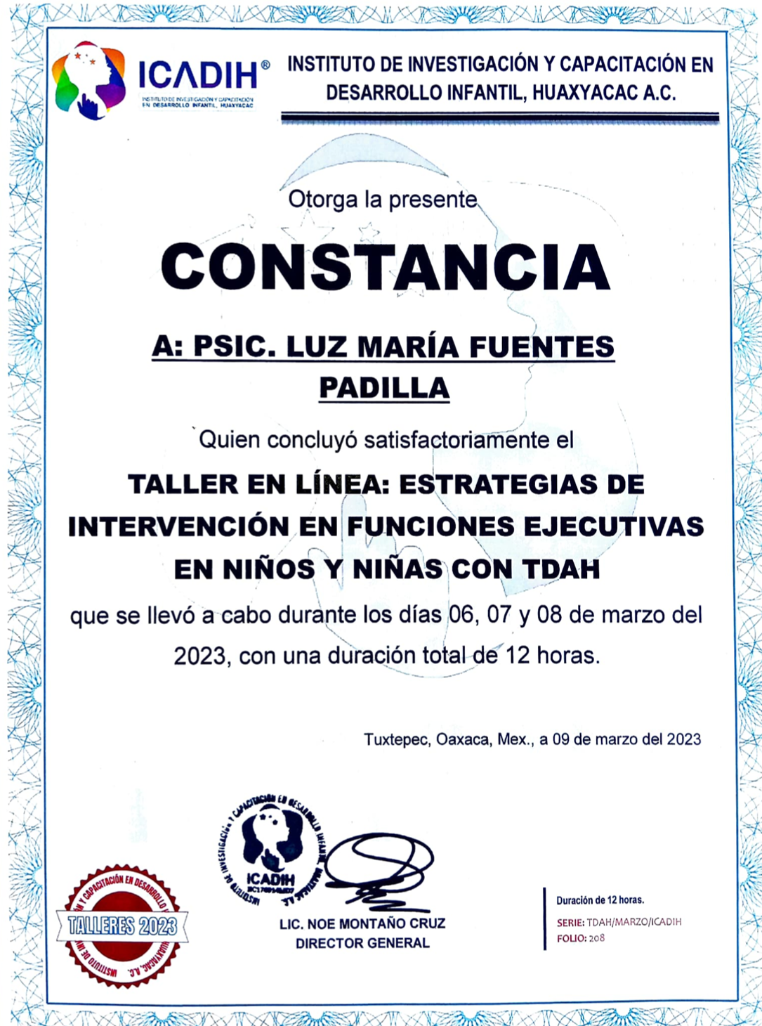Constancia de Orientación Familiar